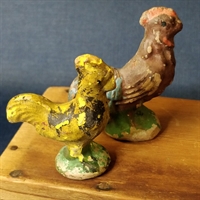 gul høne brun hane keramik gammelt påskepynt genbrug